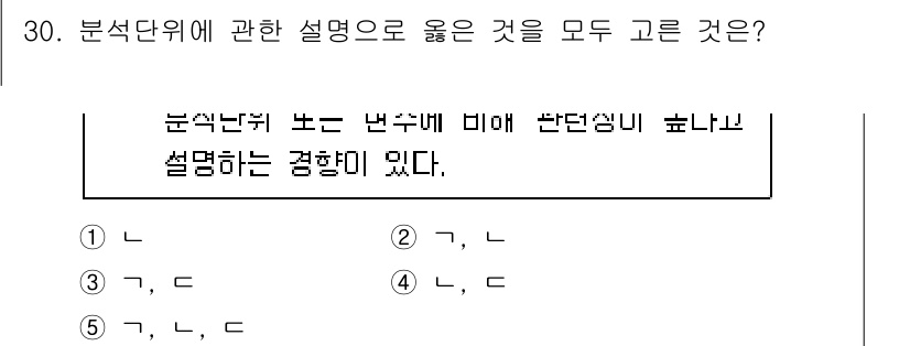 사회복지사_1급(1교시)(구) 2024년 30번 - 분석단위는 연구나 조사에서 특정한 대상을 설정하는 기준이 된다. 단위의 ... 에 관한 핵심 기출문제