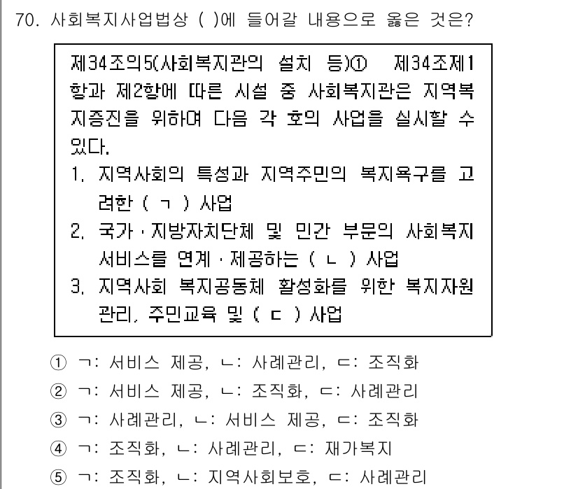 사회복지사_1급(2교시) 2024년 70번 - 지역사회복지계획은 지역 주민의 필요와 요구를 반영하여 복지 서비스를 체계... 에 관한 핵심 기출문제
