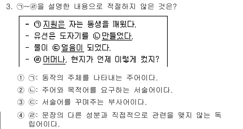 9급_지방직_공무원_국어 2023년 3번 - 3번은 문장 구성에서 주제가 명확하지 않으며, 서술하고자 하는 내용을 명... 에 관한 핵심 기출문제