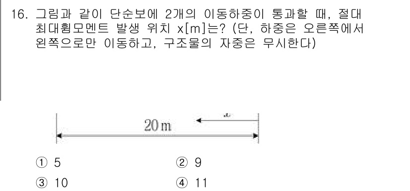 9급_지방직_공무원_응용역학개론 2023년 16번 - 여기서 최대힘모멘트 발생 위치는 두 개의 지지점 사이의 중간점에서 결정되... 에 관한 핵심 기출문제