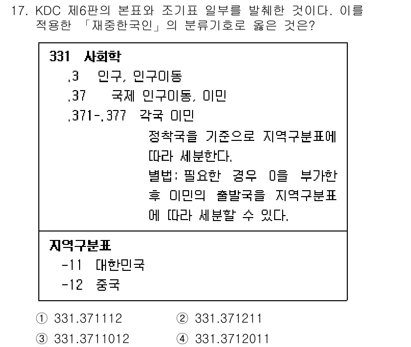 9급_지방직_공무원_자료조직개론 2023년 17번 - KDC 제6판의 분류에서 '사회학'은 인구 및 출처에 따라 분류됩니다. ... 에 관한 핵심 기출문제