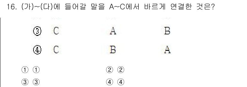 9급_지방직_공무원_재배학개론 2023년 16번 - '가'에 해당하는 말은 'C', '나'는 'A', '다'는 'B'로 연결... 에 관한 핵심 기출문제