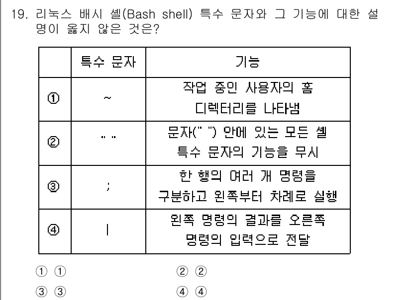 9급_지방직_공무원_정보보호론 2023년 19번 - 정답 2번은 "문자('`' 안)에 있는 모든 특수 문자의 기능을 무시"입... 에 관한 핵심 기출문제