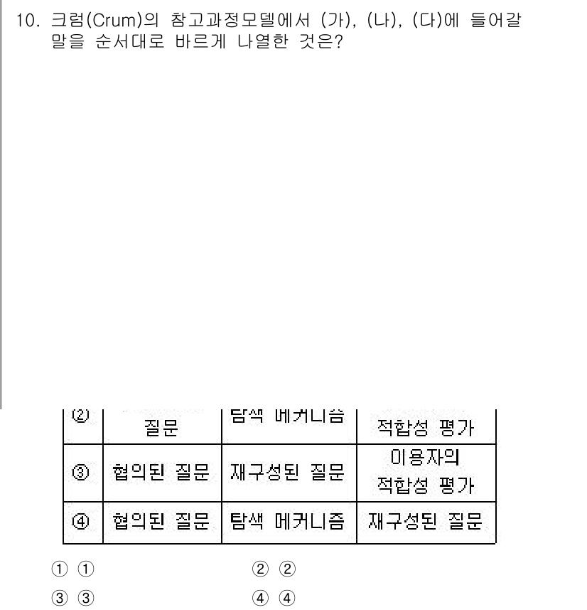9급_지방직_공무원_정보봉사개론 2023년 10번 - . 크럼의 평가 모델은 질문 유형에 따라 '협의된 질문', '답샘 네거티... 에 관한 핵심 기출문제