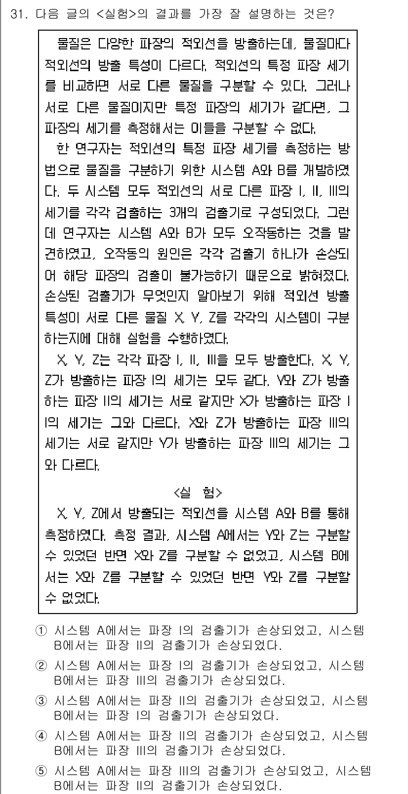 PSAT_언어논리 2024년 31번 - 정답 4번은 시스템 A와 B의 결과들을 비교하여, 특정한 입력에 따른 반... 에 관한 핵심 기출문제