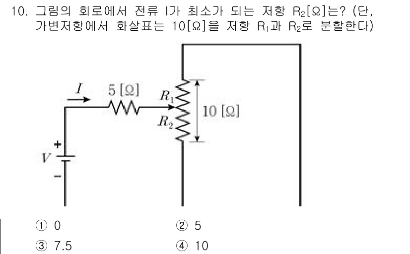 9급_국가직_공무원_전기이론 2024년 10번 - 주어진 회로에서, 법칙에 따라 전류 분배를 고려하면 저항 R1과 R2의 ... 에 관한 핵심 기출문제