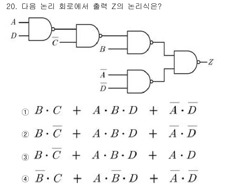 9급_국가직_공무원_전자공학개론 2024년 20번 - 주어진 논리 회로를 분석하면, 각 논리 게이트의 출력이 논리식으로 나타나... 에 관한 핵심 기출문제