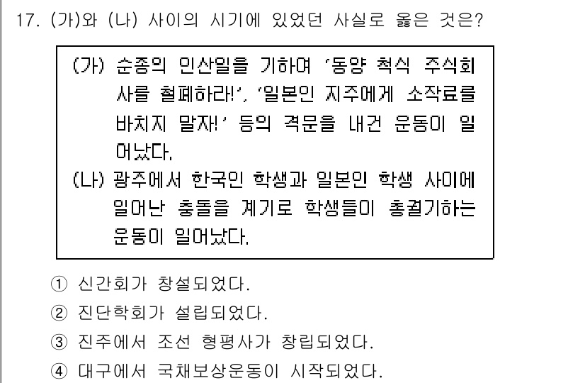 9급_국가직_공무원_한국사 2024년 17번 - 해설: (가)는 순종의 인사열을 통해 동학 농민 운동과 개혁을 강조하고,... 에 관한 핵심 기출문제