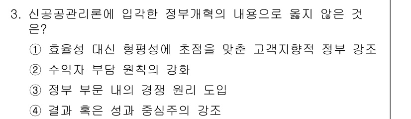 9급_국가직_공무원_행정학개론 2024년 3번 - 해당 자격증의 핵심 개념을 묻는 객관식 문제