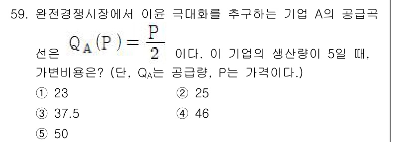 감정평가사_1차_1교시 2024년 59번 - 주어진 공식에서 \( Q_A(P) \)는 가격 \( P \)에 따른 기업... 에 관한 핵심 기출문제