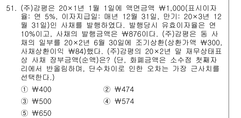 감정평가사_1차_2교시 2024년 51번 - 문제에서 주어진 사항을 바탕으로 감정평가를 합니다. 1차 발행액은 원금 ... 에 관한 핵심 기출문제