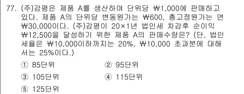 감정평가사_1차_2교시 2024년 77번 - 주식회사의 매출액 계산에 따라 세전 금액(30,000,000원)에서 법인... 에 관한 핵심 기출문제
