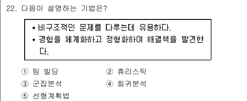 공인노무사_1차(경영학개론)(구) 2017년 22번 - 해당 자격증의 핵심 개념을 묻는 객관식 문제