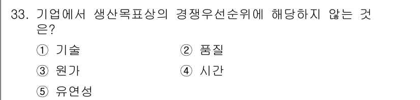 공인노무사_1차(경영학개론)(구) 2024년 33번 - 해당 자격증의 핵심 개념을 묻는 객관식 문제