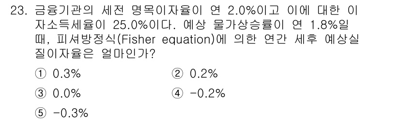 공인노무사_1차(경제학원론)(구) 2015년 23번 - 해당 자격증의 핵심 개념을 묻는 객관식 문제