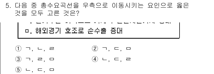 공인노무사_1차(경제학원론) 2017년 5번 - . 

총수요곡선은 가격이 하락할 때 수요량이 증가하는 반면, 총공급곡선... 에 관한 핵심 기출문제
