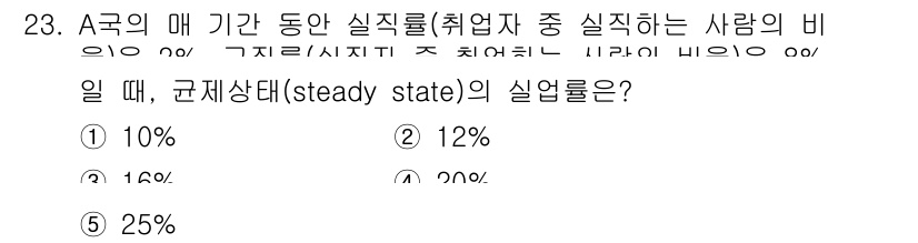공인노무사_1차(경제학원론) 2023년 23번 - 문제에서 주어진 A국의 실직률과 관련된 내용은 경제학에서 제시하는 필립스... 에 관한 핵심 기출문제