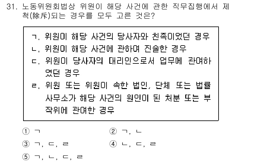 공인노무사_1차(노동법2) 2024년 31번 - 노동법상 위원회와 관련된 사건은 노동위원회의 권한 내에서 처리되며, 위원... 에 관한 핵심 기출문제