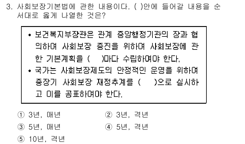 공인노무사_1차(사회보험법) 2017년 3번 - 핵심 해설: 사회보장기본법에 따르면, 사회보장 제도의 관리 및 운영을 위... 에 관한 핵심 기출문제