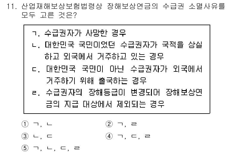 공인노무사_1차(사회보험법) 2019년 11번 - 사회보험법에 따라 수급권자의 자격 요건은 명확히 규정되어 있으며, 이 경... 에 관한 핵심 기출문제