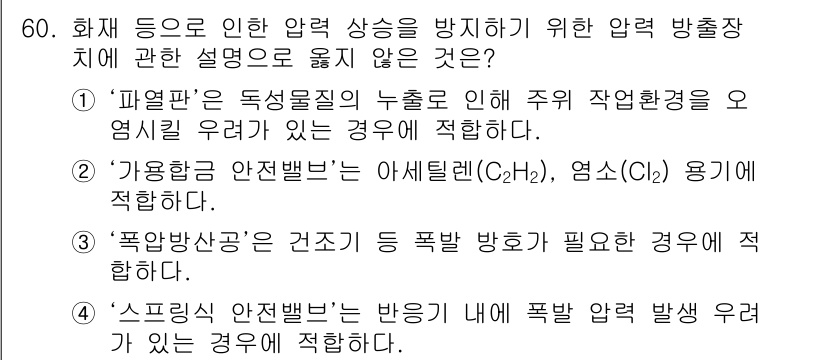 연구실안전관리사 2023년 60번 - '스프링클러 안전밸브'는 화재 시 자동으로 물을 분사하여 불을 제어하는 ... 에 관한 핵심 기출문제