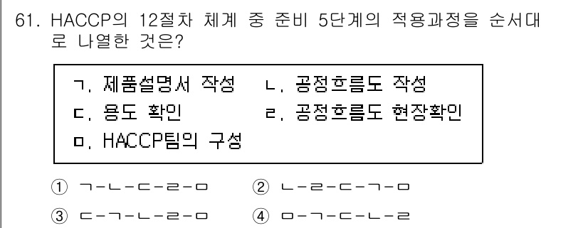 수산물품질관리사_1차 2024년 61번 - HACCP의 12절차는 식품 안전을 보장하기 위해 시스템적 접근을 사용하... 에 관한 핵심 기출문제