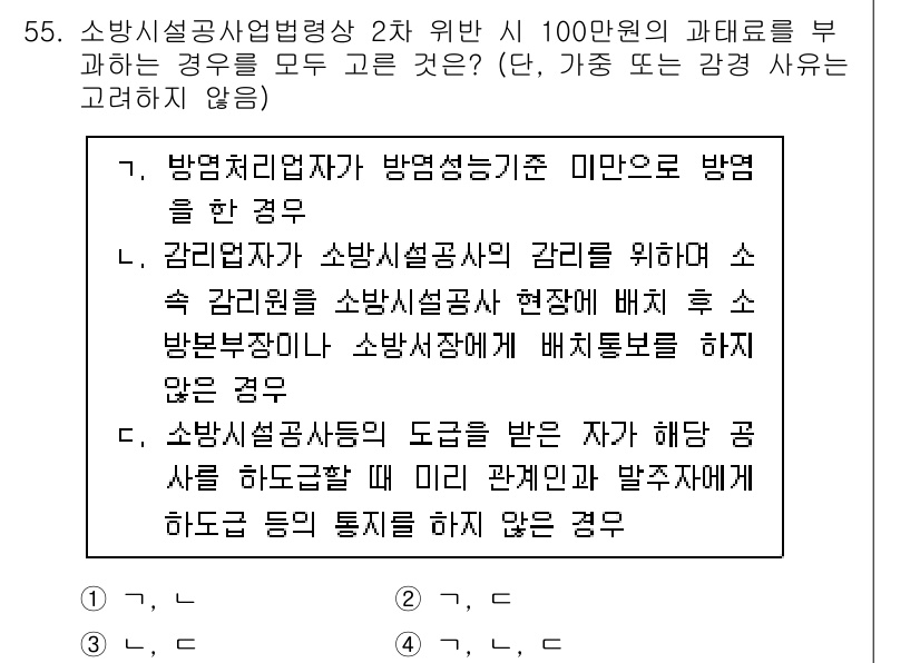 소방시설관리사 2024년 55번 - 정답 3번은 소방시설 관리의 중요성을 강조하며, 소방시설 관리자의 의무와... 에 관한 핵심 기출문제