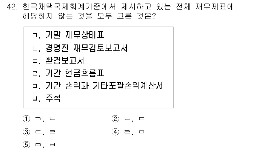 주택관리사보_1차 2024년 42번 - 한국채택국제회계기준에 따르면 재무제표는 대차대조표, 손익계산서 등 특정 ... 에 관한 핵심 기출문제