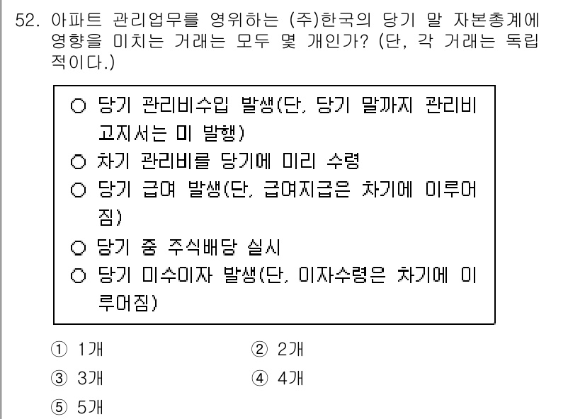 주택관리사보_1차 2024년 52번 - 정답 3번은 아파트 관리업무에서 발생할 수 있는 여러 가지 문제를 포괄적... 에 관한 핵심 기출문제