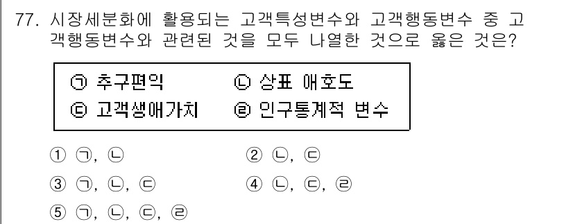 유통관리사_1급 2024년 78번 - . 

고객특성변화와 고객행동변화는 유통관리에 필수적인 요소로, 두 가지... 에 관한 핵심 기출문제
