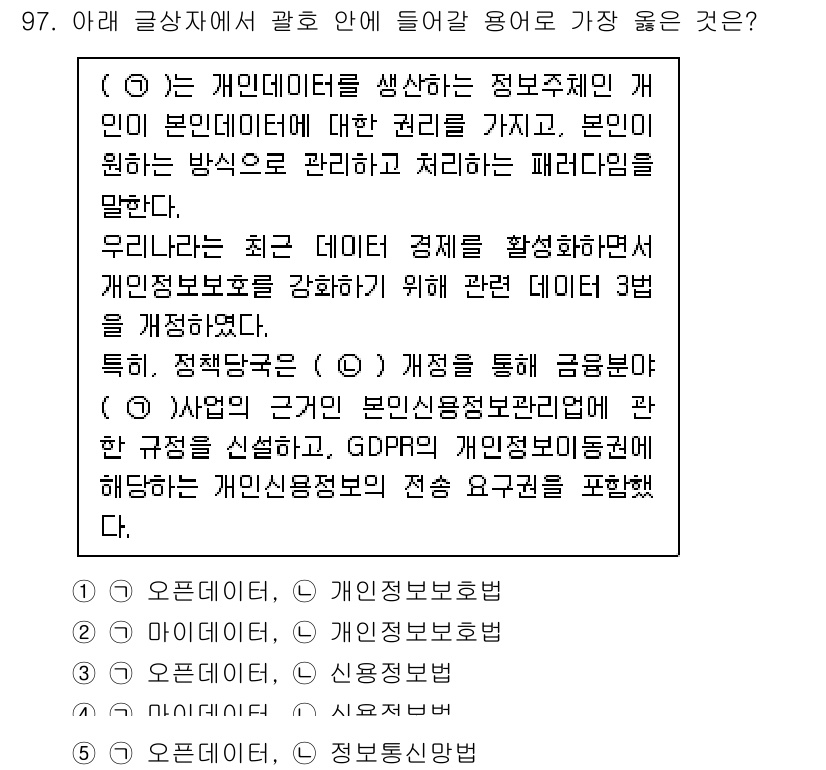 유통관리사_1급 2024년 98번 - 개인정보보호법은 개인정보의 수집, 처리, 보관, 이용 및 파기와 관련된 ... 에 관한 핵심 기출문제