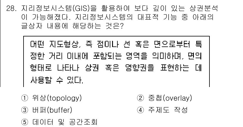 유통관리사_2급 2024년 28번 - . 정답인 이유는 GIS의 주요 기능 중 하나가 지리적 데이터의 시각화로... 에 관한 핵심 기출문제
