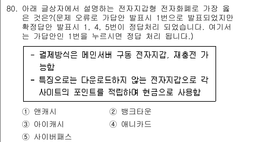 유통관리사_2급 2024년 80번 - .  
정답인 이유는 전자회로 형태의 전자제어기를 통해 소비자 결제 방식... 에 관한 핵심 기출문제