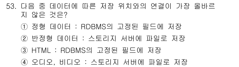 전자상거래운용사 2023년 53번 - HTML은 웹 페이지의 구조를 정의하는 언어로, RDBMS의 필드에 직접... 에 관한 핵심 기출문제