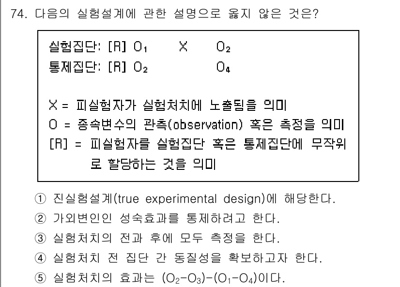 청소년상담사_1급(1교시)(구) 2024년 74번 - 실험설계에서 "연구자의 조작"은 피험자에게 직접적인 영향을 미치는 요소를... 에 관한 핵심 기출문제