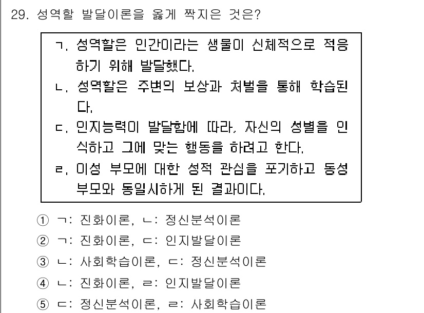 청소년상담사_1급(2교시)(구) 2024년 29번 - 성격발달은 주변의 보상과 처벌을 통해 학습되며, 이는 개인이 경험하는 환... 에 관한 핵심 기출문제