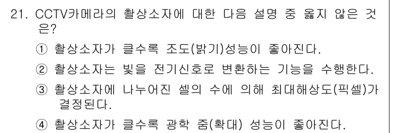 영상정보관리사 2024년 21번 - 해당 자격증의 핵심 개념을 묻는 객관식 문제