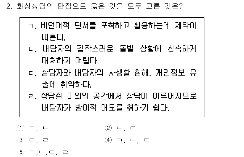 청소년상담사_2급(1교시) 2024년 2번 - 해설: 상담실과 내담자의 개인적 공간을 존중하는 것이 중요하다. 이러한 ... 에 관한 핵심 기출문제