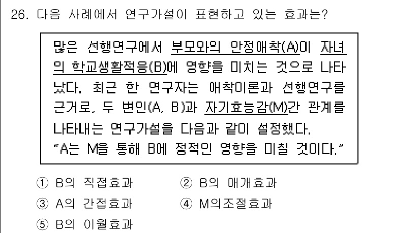 청소년상담사_2급(1교시) 2024년 26번 - 주어진 사례는 부모의 안정적 애착이 자녀의 학교생활 적응에 미치는 영향을... 에 관한 핵심 기출문제