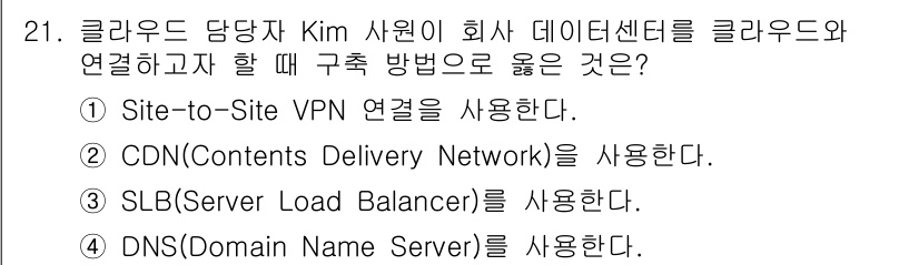 네트워크관리사_1급 2024년 21번 - Site-to-Site VPN 연결은 각 지사의 네트워크를 안전하게 연결... 에 관한 핵심 기출문제