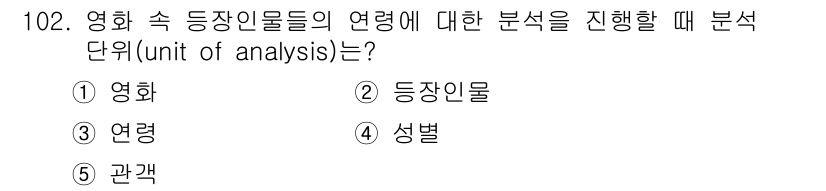 경영지도사_1차_2교시(구) 2025년 102번 - 정답인 이유는 "등장인물"이 분석의 중심이 되는 단위로, 영화 속 관계 ... 에 관한 핵심 기출문제