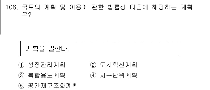 감정평가사_1차_1교시(구) 2025년 106번 - 국토의 계획 및 이용에 관한 법률은 국가의 공간적 개발과 이용 방안을 규... 에 관한 핵심 기출문제