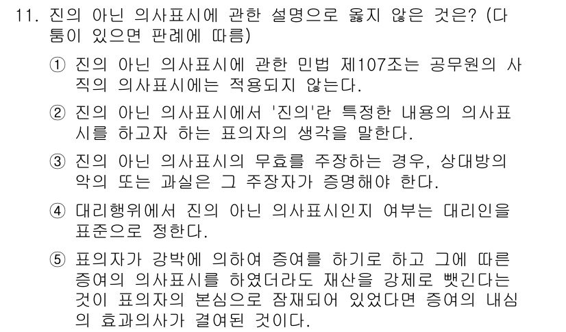 감정평가사_1차_1교시(구) 2025년 11번 - "표기자 문서의 효력"에 관한 설명은 지인의 고유한 의사표시와 관련이 없... 에 관한 핵심 기출문제