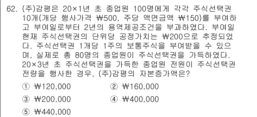 감정평가사_1차_2교시 2025년 62번 - 문제에서 제시된 상황은 감정평가 및 주식 선택권의 가치를 평가하는 것으로... 에 관한 핵심 기출문제