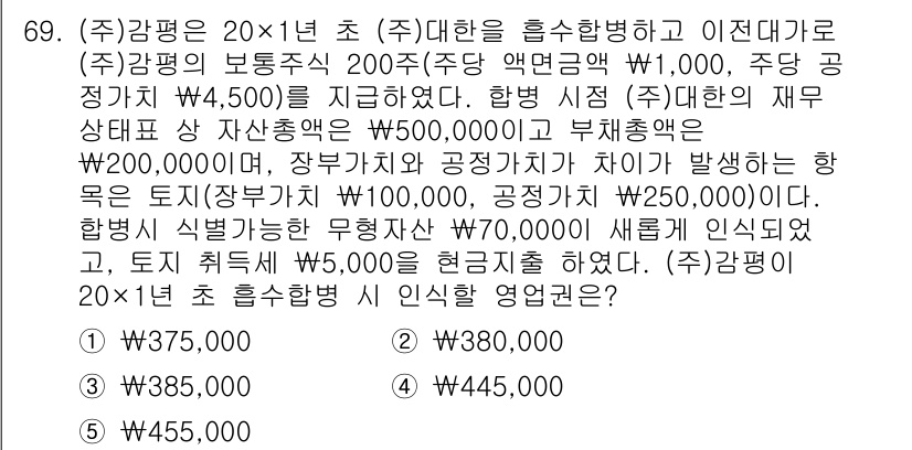 감정평가사_1차_2교시 2025년 69번 - 감정평가에서 주식의 평가액은 주식의 액면액과 회사의 자산 가치를 고려하여... 에 관한 핵심 기출문제
