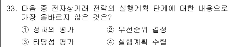 전자상거래관리사_1급 2022년 33번 - 해당 자격증의 핵심 개념을 묻는 객관식 문제