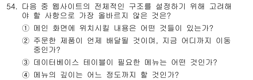 전자상거래관리사_1급 2022년 54번 - 정답 2번입니다. 주문한 제품이 언제 배달될 것인지에 대한 정보는 전자상... 에 관한 핵심 기출문제