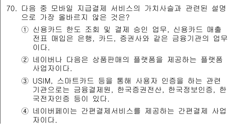 전자상거래관리사_1급 2022년 70번 - 해당 자격증의 핵심 개념을 묻는 객관식 문제