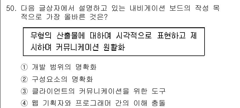 전자상거래관리사_1급 2023년 50번 - 웹 파기자와 프로그래머 간의 소통을 원활하게 하여 효율적인 개발을 도모하... 에 관한 핵심 기출문제