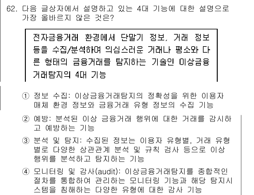 전자상거래관리사_1급 2023년 62번 - 이는 전자상거래에서 사용자 경험을 최적화하고, 데이터 처리 및 금융정보의... 에 관한 핵심 기출문제